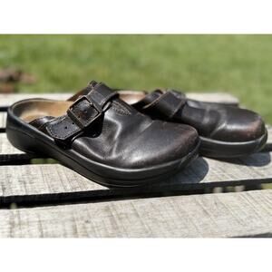 Birkenstock Tatami Brown Leather Side Buckle Chunky Unisex Clogs - Size 37EU 7US